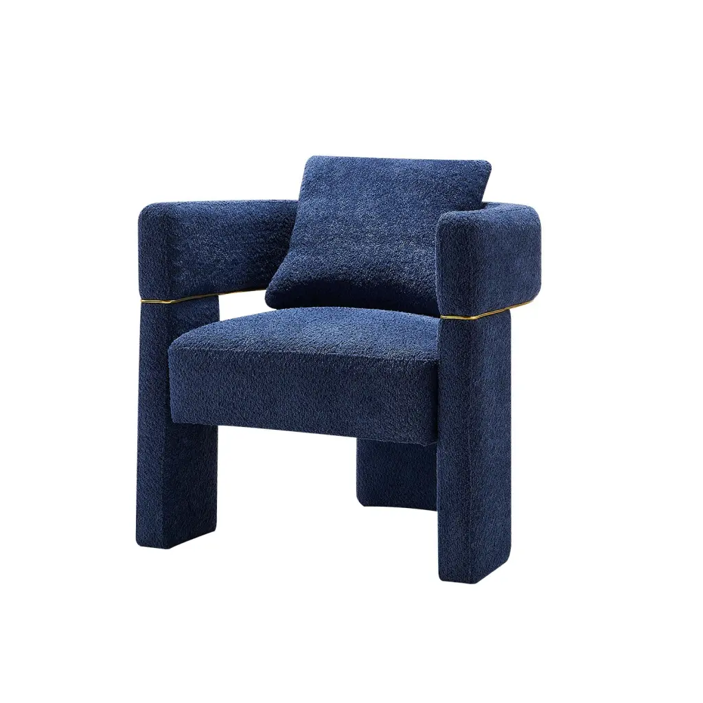 30.51 Inch Wide Boucle Upholstered Accent Chair Navy Living Space wq furniture