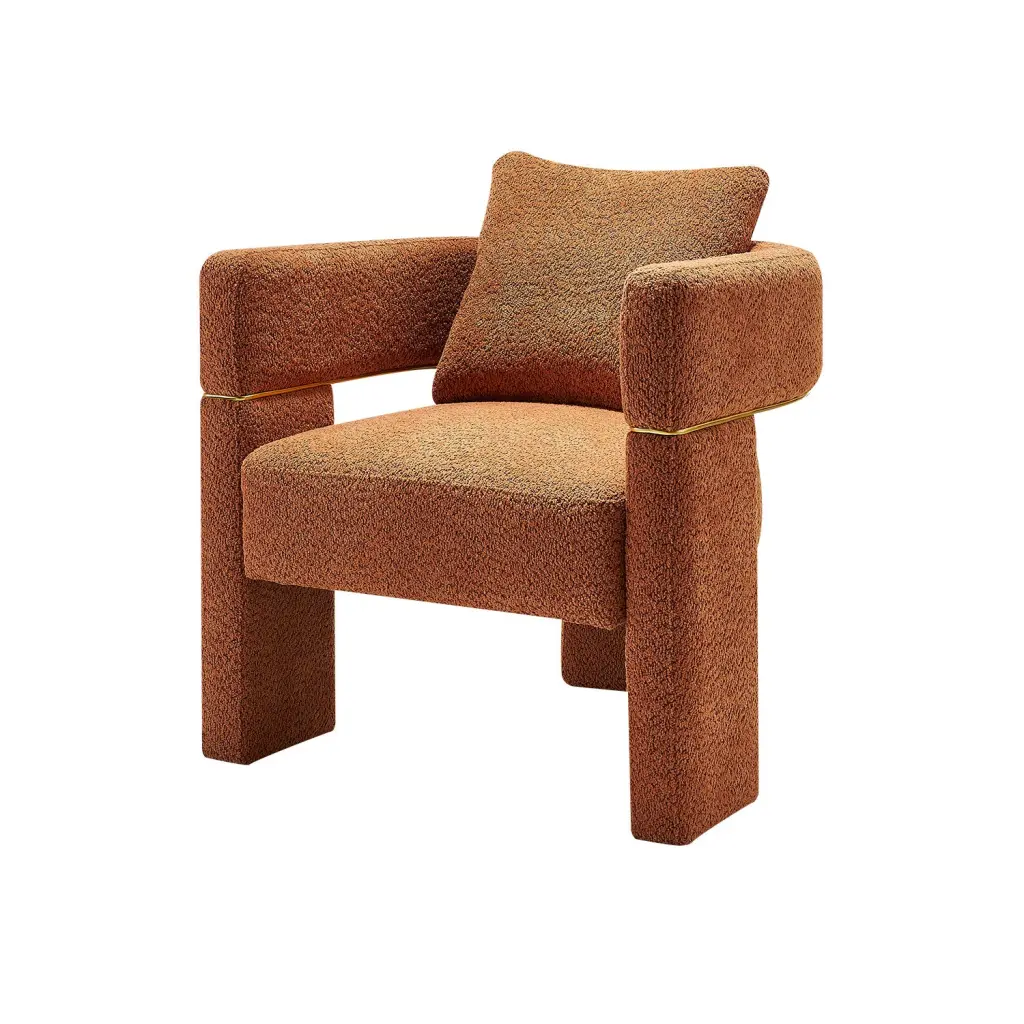 30.51" Wide Boucle Upholstered Accent Chair Orange Living Space wq furniture
