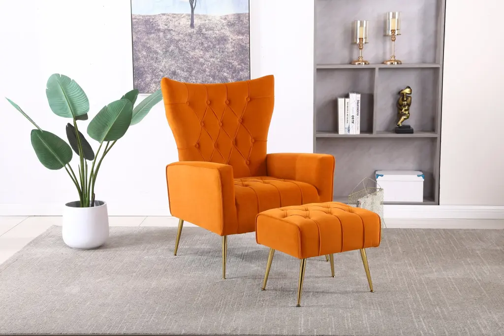 Modern Accent Chair Ottoman Comfy Armchair Living Room Bedroom xr-1361