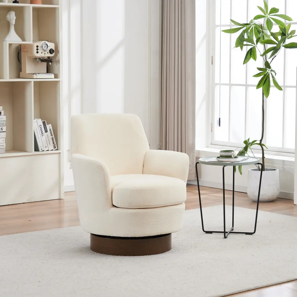Polyester Swivel Barrel Chair Swivel Accent Chairs Armchair Living Room xr-1361