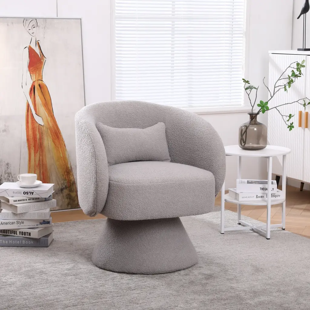 Swivel Accent Chair Armchair, Round Barrel Fabric Chair Living Room xr-1361
