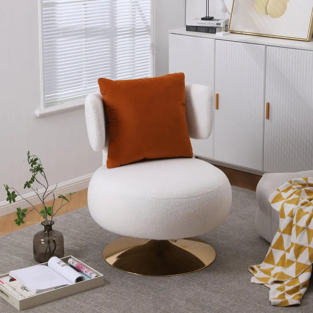 Swivel Accent Chair Round Barrel Chair Fabric Living Room xr-1361