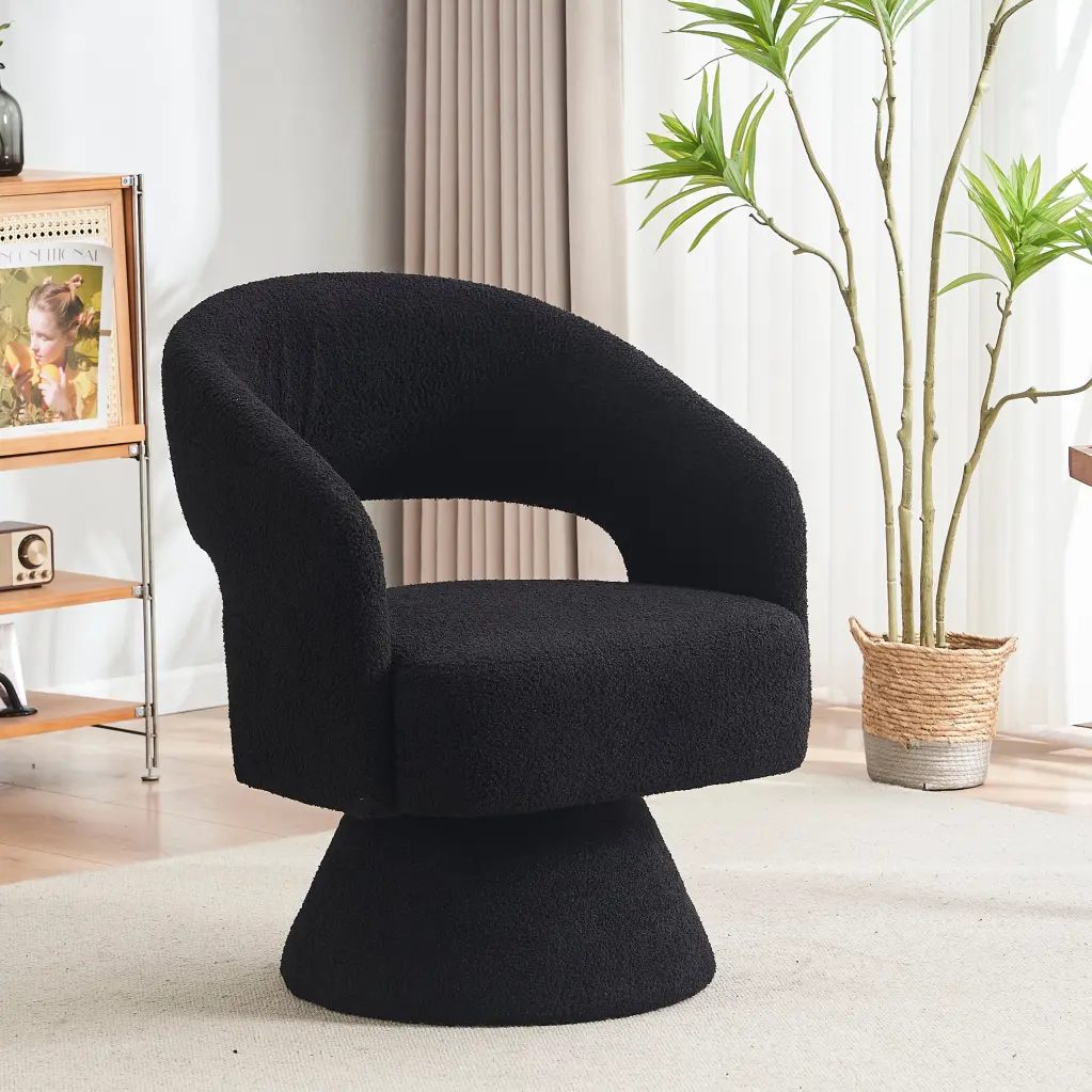 Swivel Accent Chair Round Barrel Fabric Armchair Living Room xr-1361