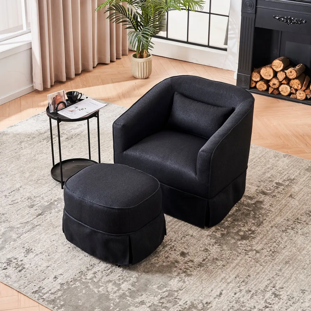 Swivel Barrel Chair Ottoman Swivel Accent Chairs Armchair Living Room xr-1361