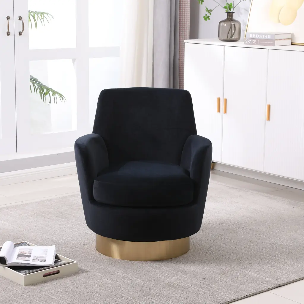 Velvet Swivel Barrel Chair Swivel Accent Chairs Armchair Living Room Lounge Seating xr-1361