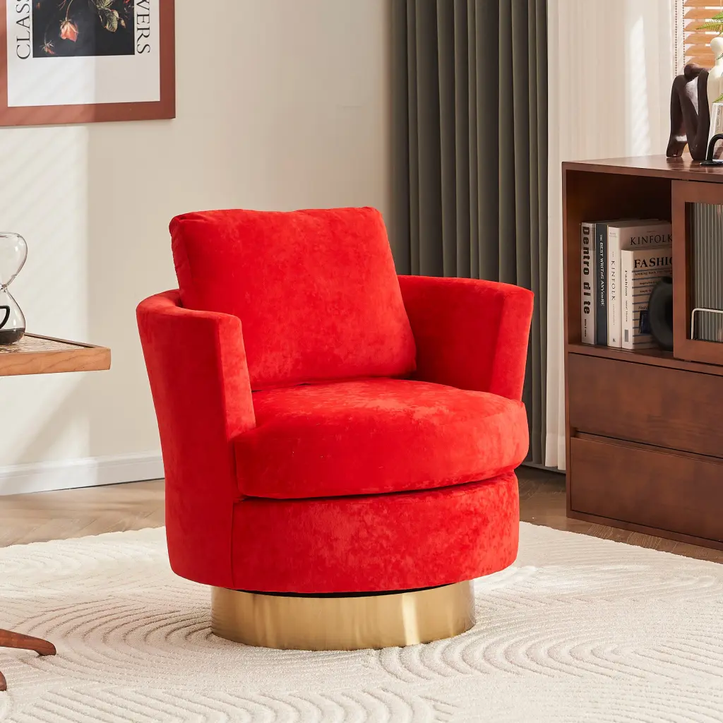 Velvet Swivel Barrel Chair Swivel Accent Chairs Armchair Living Room xr-1361