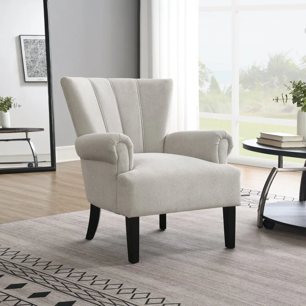 Modern Accent Living Room Polyester Armchair Club Chair Chrome Legs zhenyi