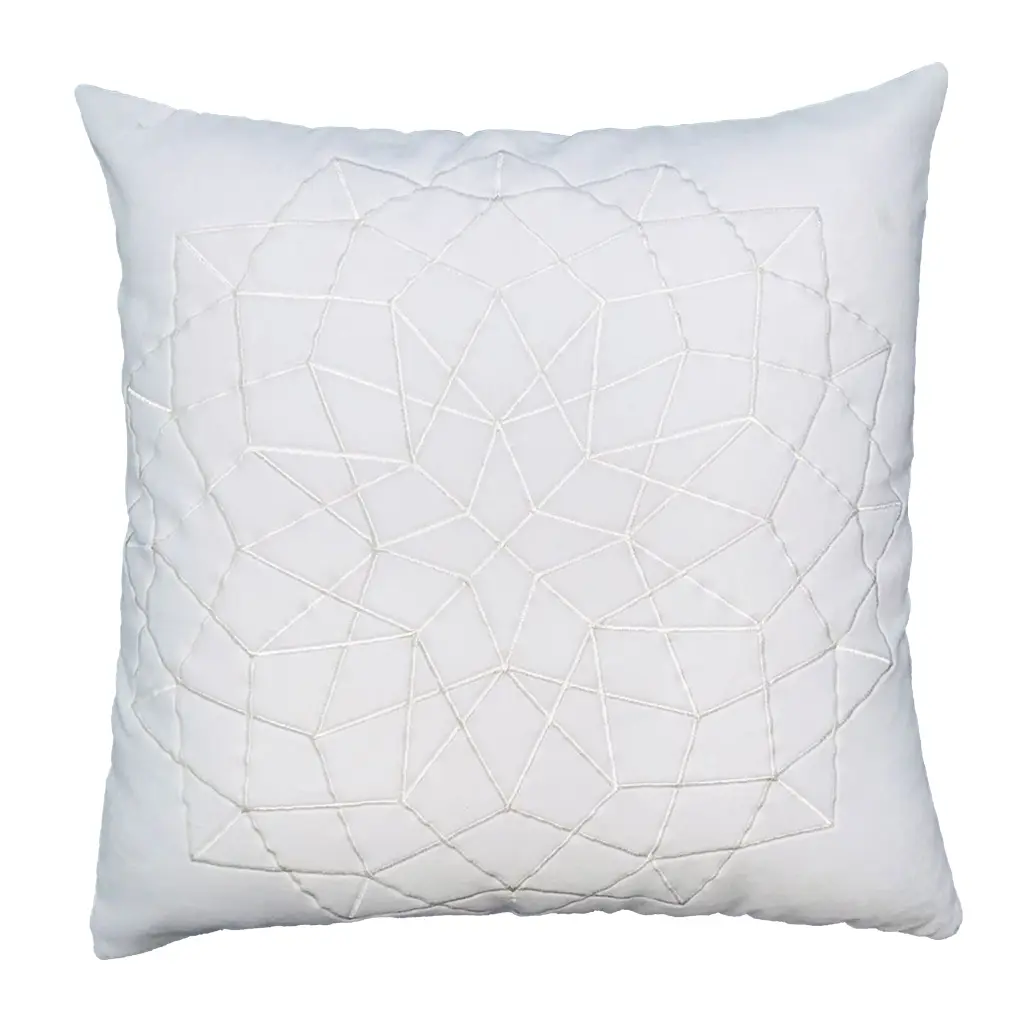 Hugo 20 x 20 Square Accent Throw Pillow Embroidered Geometric Abstract Design royal hampton