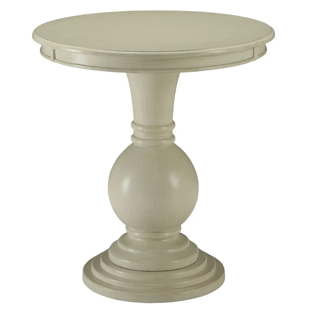 Antique White Accent Table Pedestal Base Living Room furniture max