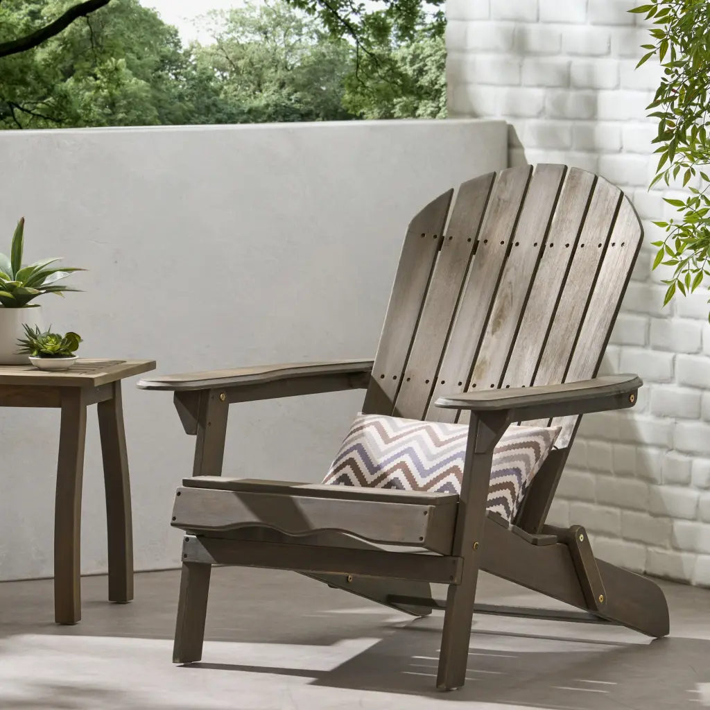 Malibu Adirondack Chair Grey Acacia Wood Outdoor Patio Furniture nh-cloudhouse