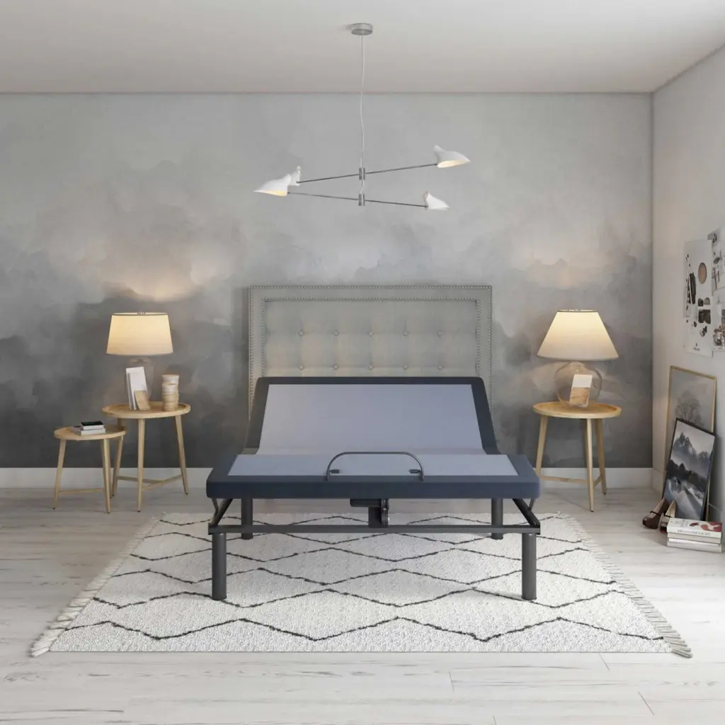 Bt3000 Cal King Adjustable Bed Blue Gray Upholstered Fabric omne sleep