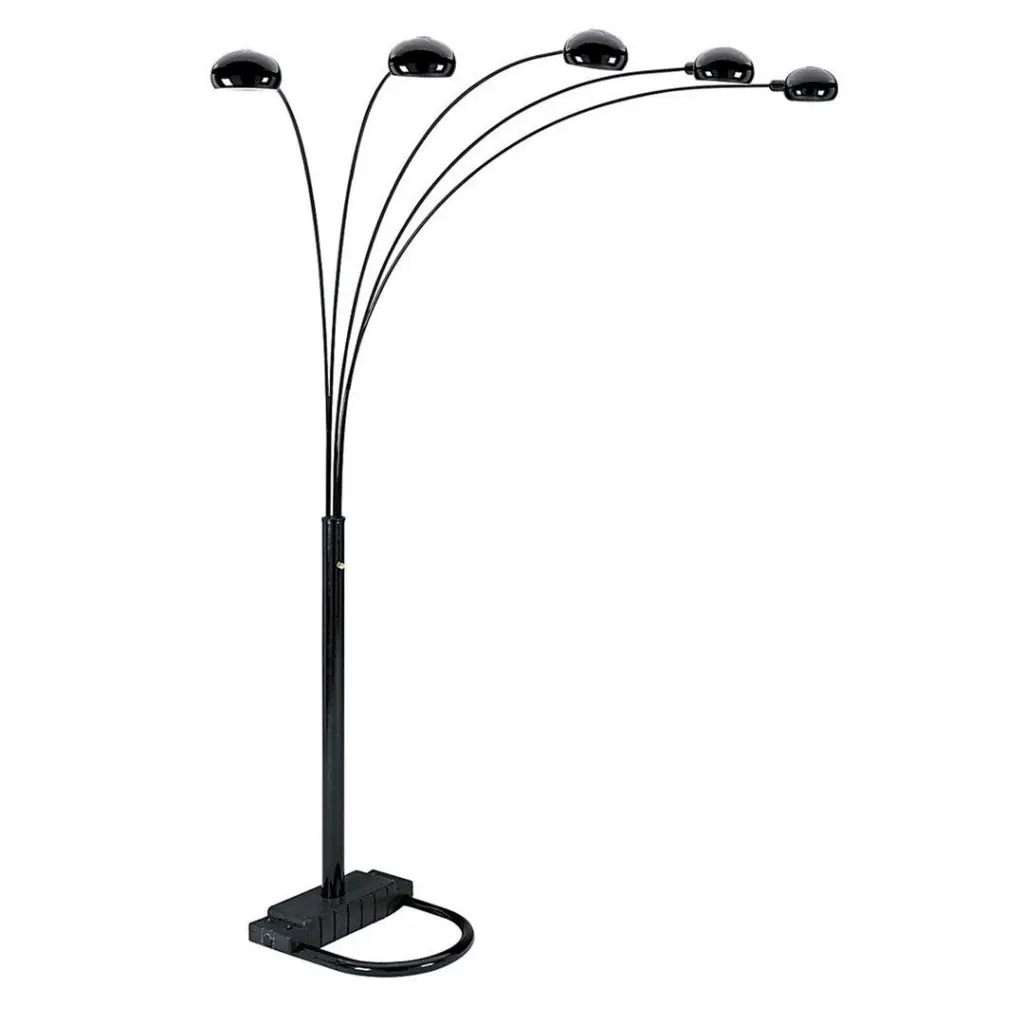 84 Inch Tall Metal Floor Lamp Black Finish And 5 Adjustable Arch Arms Living Room california home
