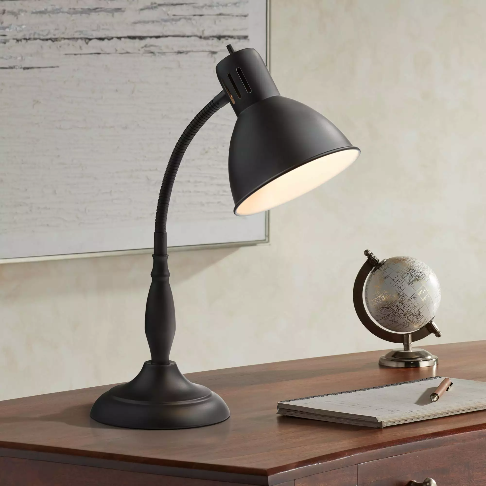 360 Lighting Breck Adjustable Gooseneck Desk Lamp Dark Bronze Bedroom and Office