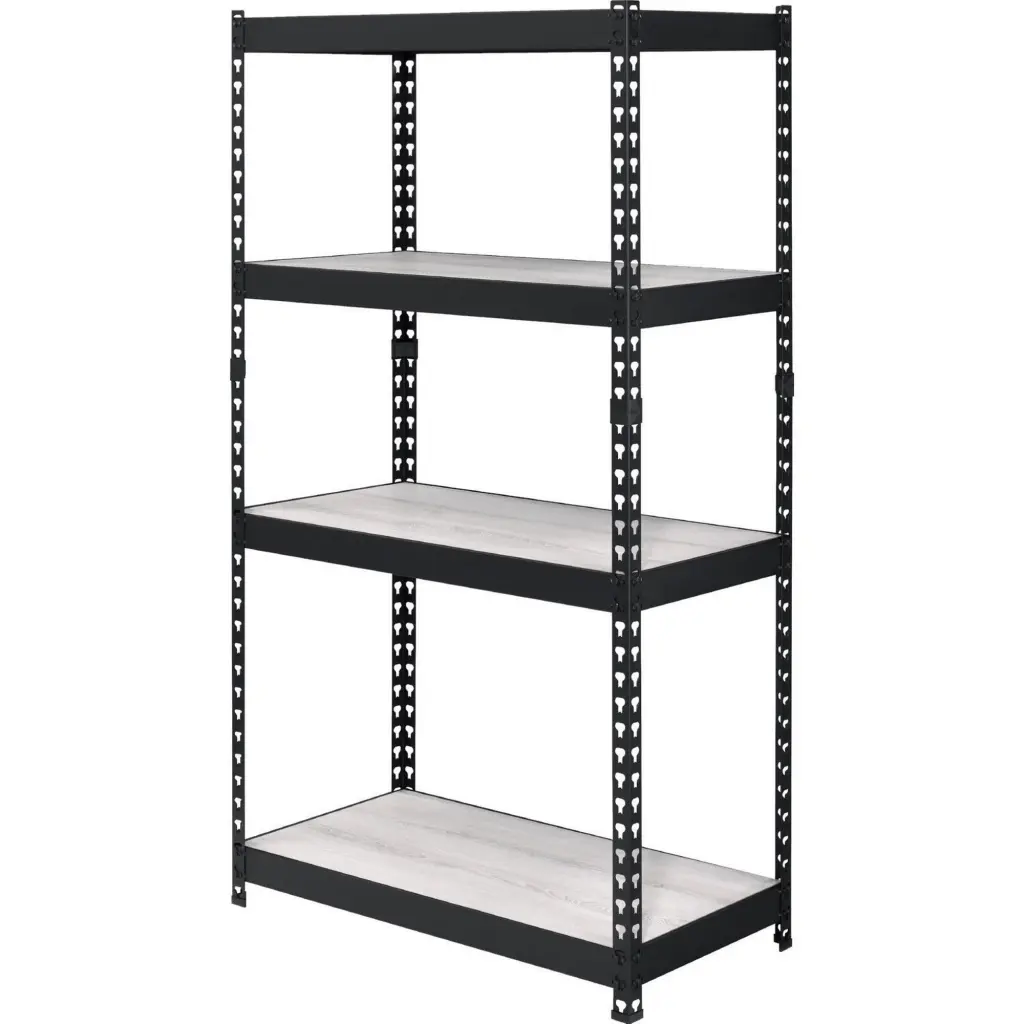 4 Tier Bookshelf Black Adjustable Shelves MDF and Metal royal hampton