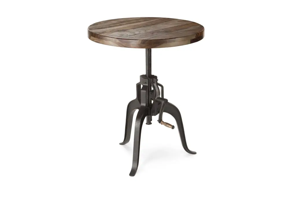 Sparrow Round Crank Table Dark Brown Iron Adjustable Height Coffee Table steve silver furniture