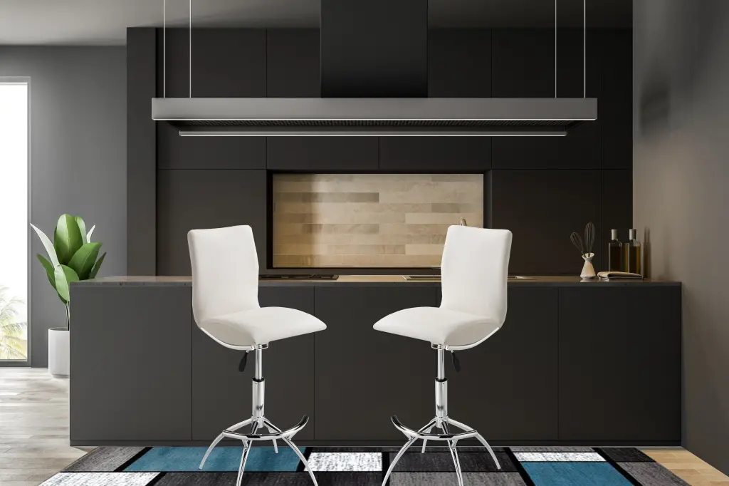 Modern Barstool Texture Chrome Adjustable Height Soft White new spec furniture