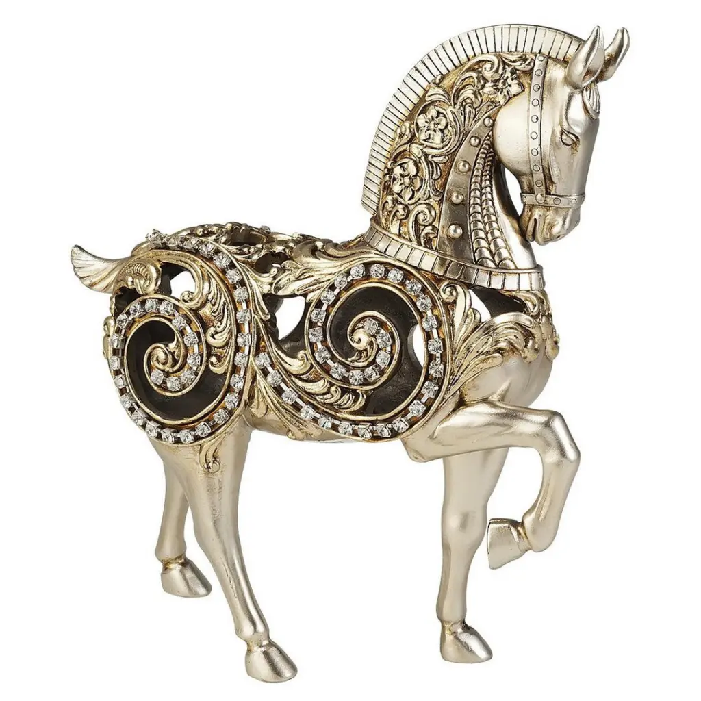 11.5 Inch Tall Polyresin Decorative Horse Statue Silver Finish california home