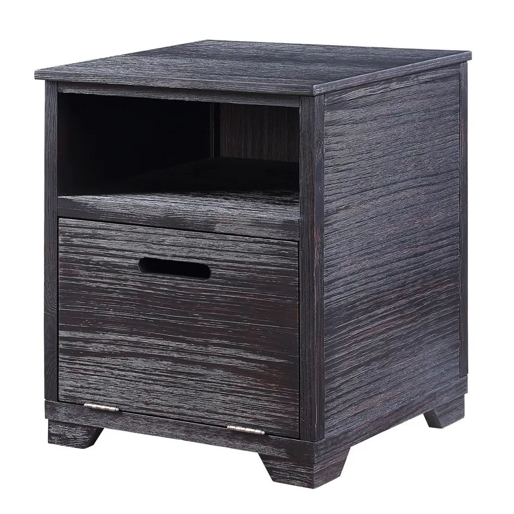 Antique Black End Table Drop Down Door - Vintage Wooden Side Table furniture max