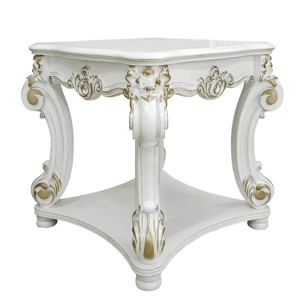 Antique Pearl End Table Bottom Shelf Living Room furniture max