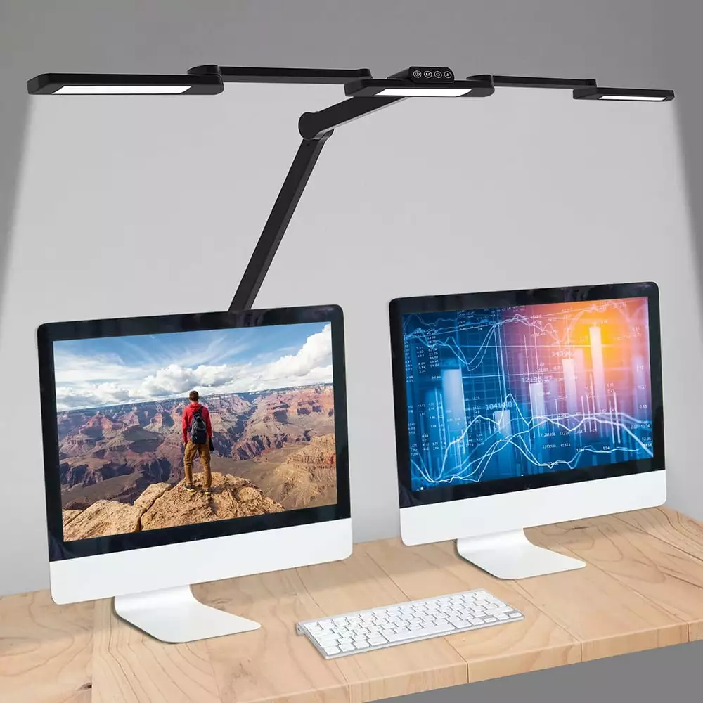 DONGPAI Led Desk Lamp Clamp 41.5 Large Architect Desk Lamps Swing Arm 24W Atmosphere Lighting
