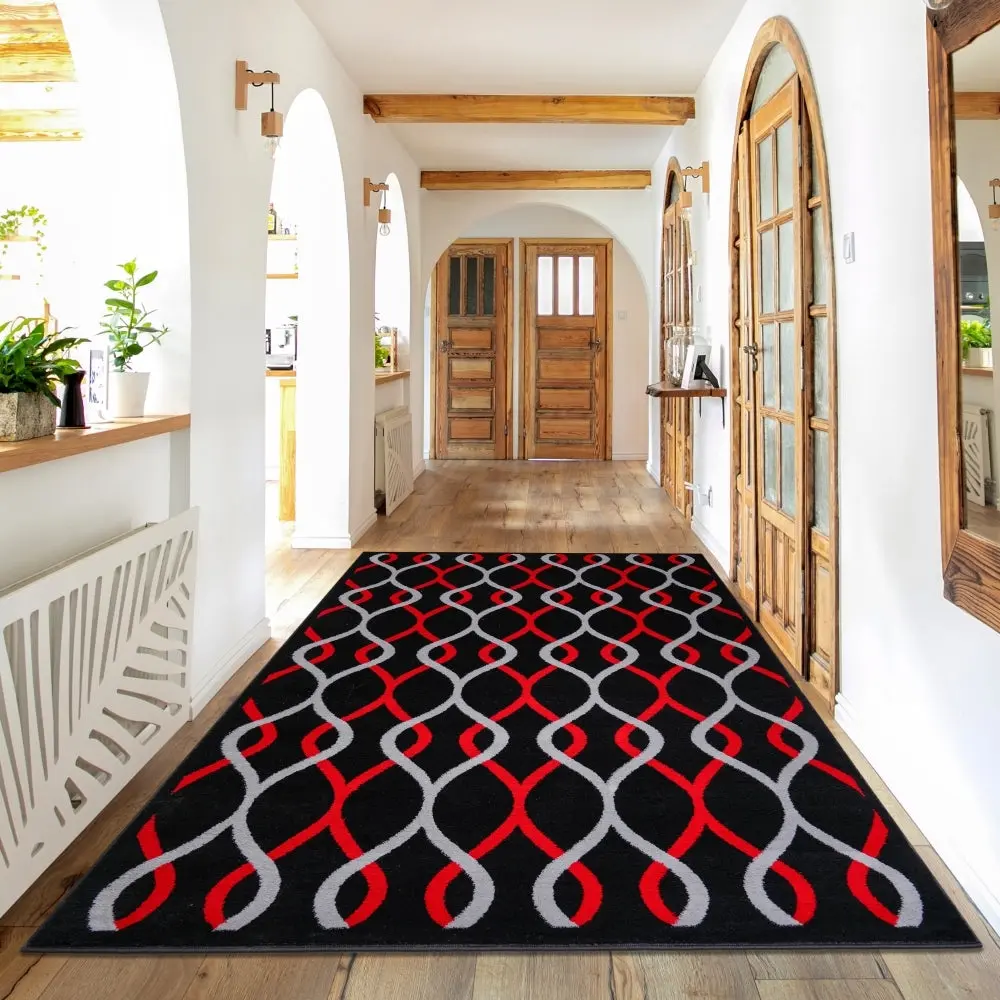 Jersey Area Rugs 7x10 Living Room, 3986 Black Carpet furnia