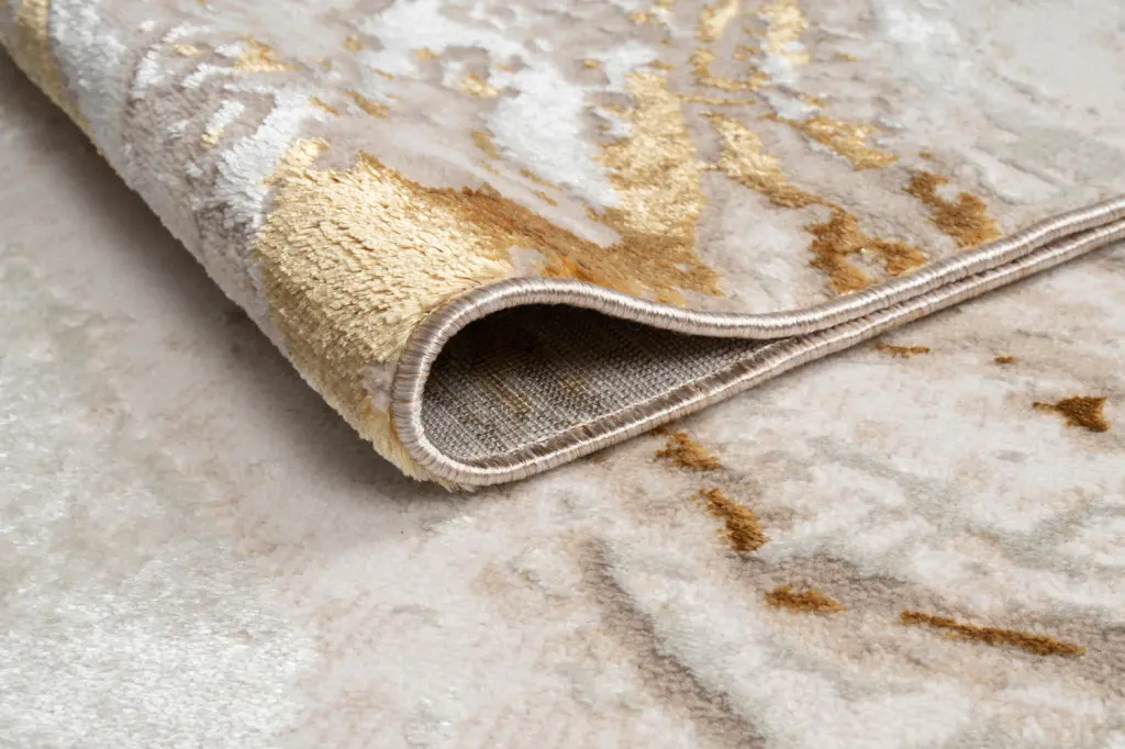 Adina Premium Area Rug Beige and Gold Abstract Design Multicolor Polyester furnings