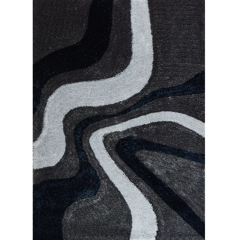 Aria Gatherion Soft Pile Hand Tufted Shag Area Rug Grey Polyester furnings
