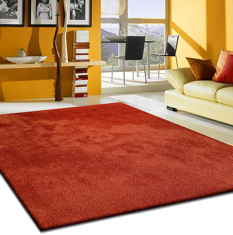 Fancy Shaggy Hand Tufted Area Rug Red Polyester Soft Plush Living Room Carpet furnings