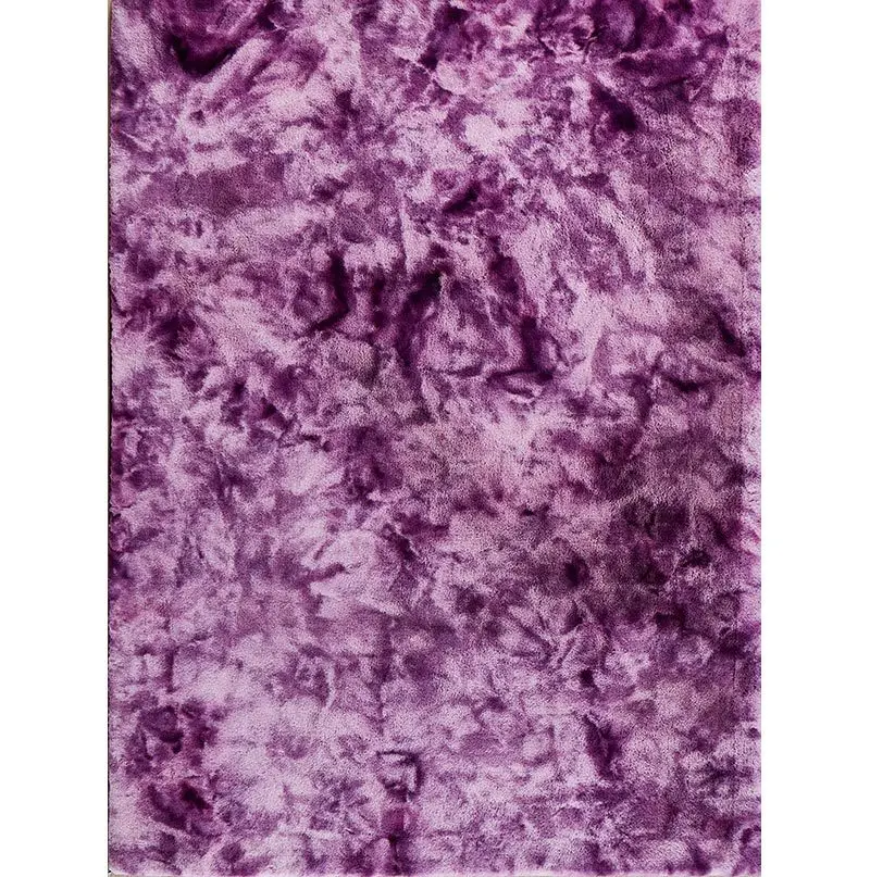 Lily Premium Chinchilla Faux Fur Rectangular Area Rug Purple Polyester furnings