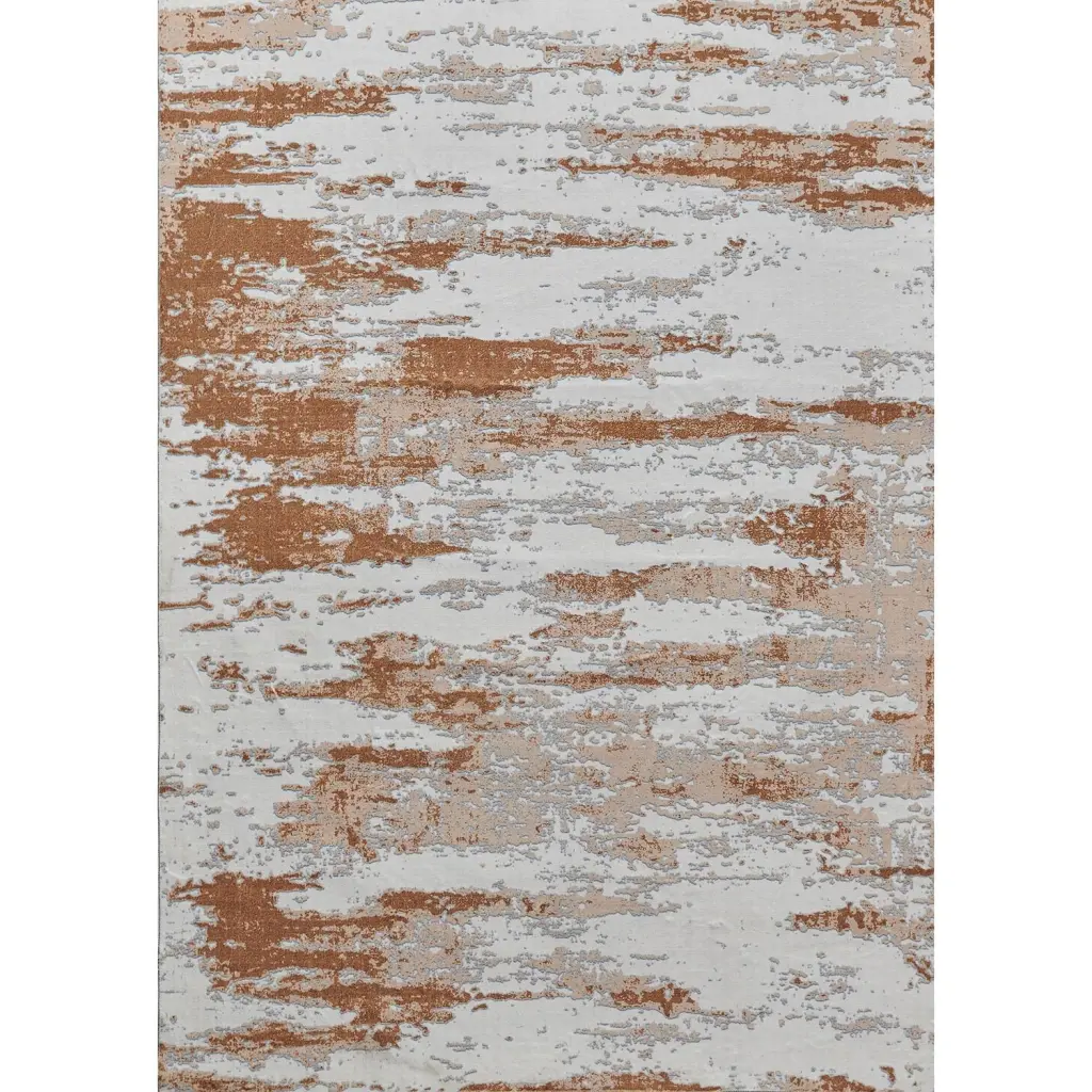 Zara Gatherion Abstract Design Gray Brown Rust Machine Washable Super Soft Rug furnings