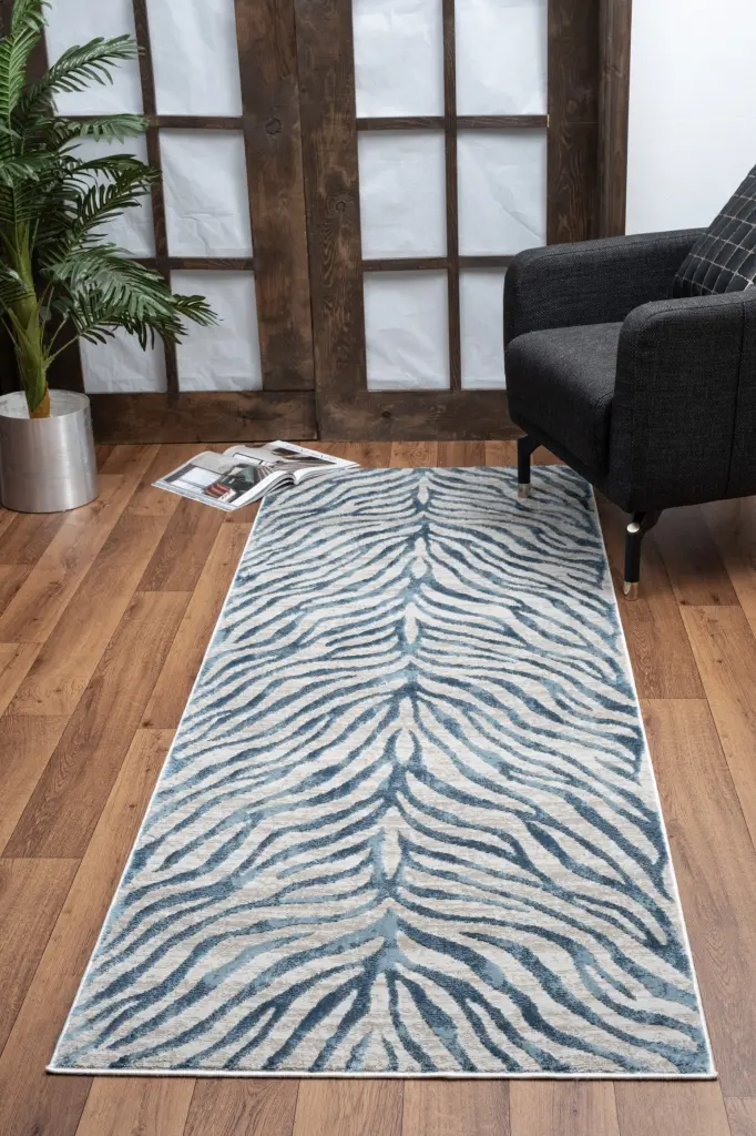Elegance GC CNC6006 Blue 2 Ft. 7 . X 7 Ft. 3 . Area Rug Polyester Soft Non-Slip Living Room Carpet icona home decor