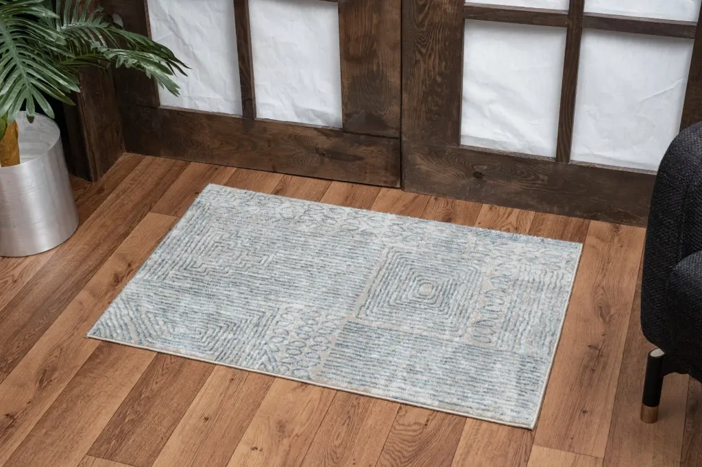 Elegance GC CNC6009 Blue 2x3 Ft Area Rug Blue Polyester Small Room Carpet icona home decor