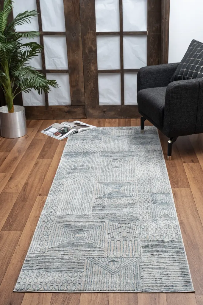 Elegance GC CNC6009 Blue 2 Ft 7 X 7 Ft 3 Area Rug Polyester Indoor Outdoor Rug icona home decor