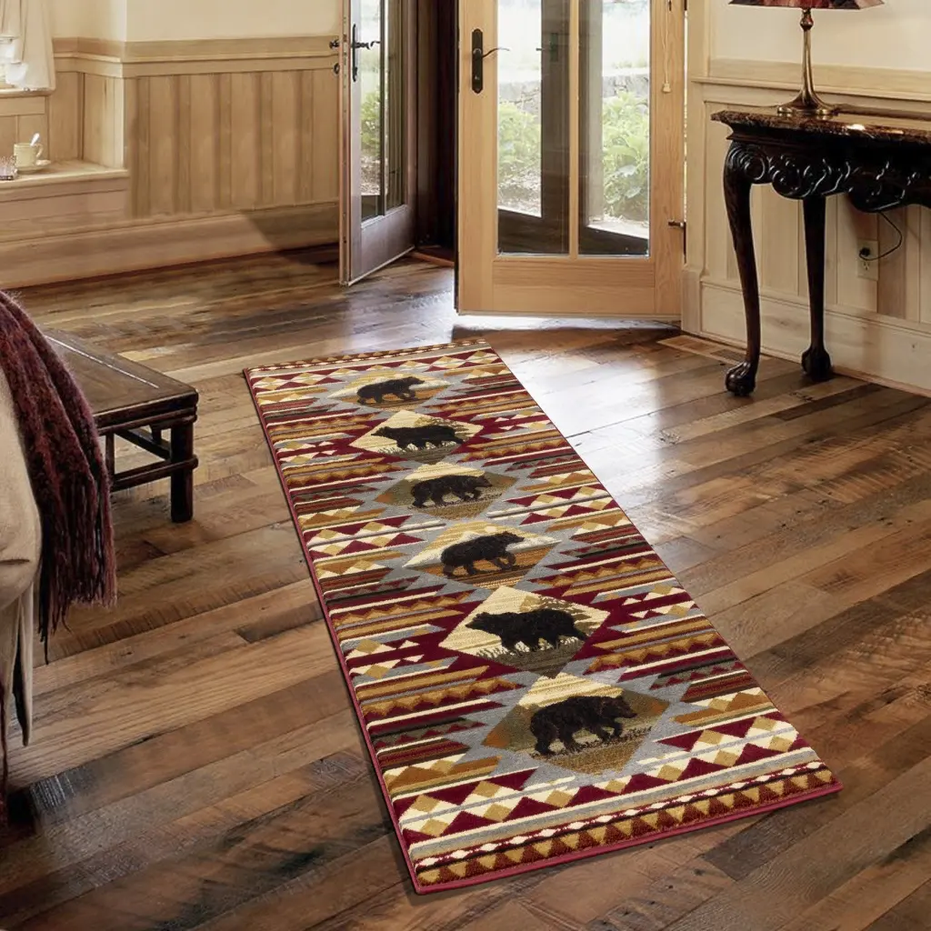 Nature's Nest GC CBL3001 Multi 2 Ft. 7 . X 7 Ft. 3 . Lodge Area Rug Non-Slip Living Room Carpet icona home decor
