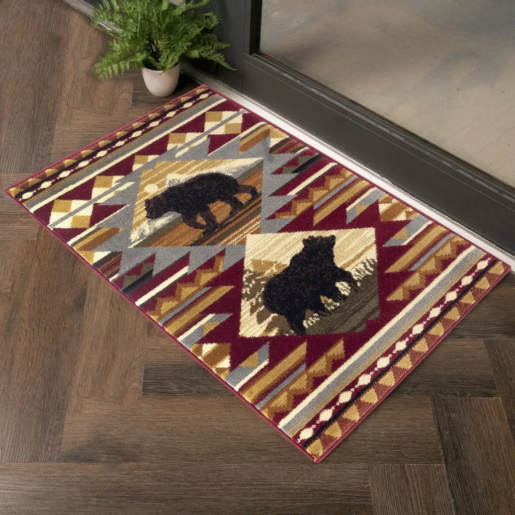 Nature's Nest GC CBL3001 Multi 2 Ft. X 3 Ft. Lodge Area Rug Red Polypropylene Living Room icona home decor