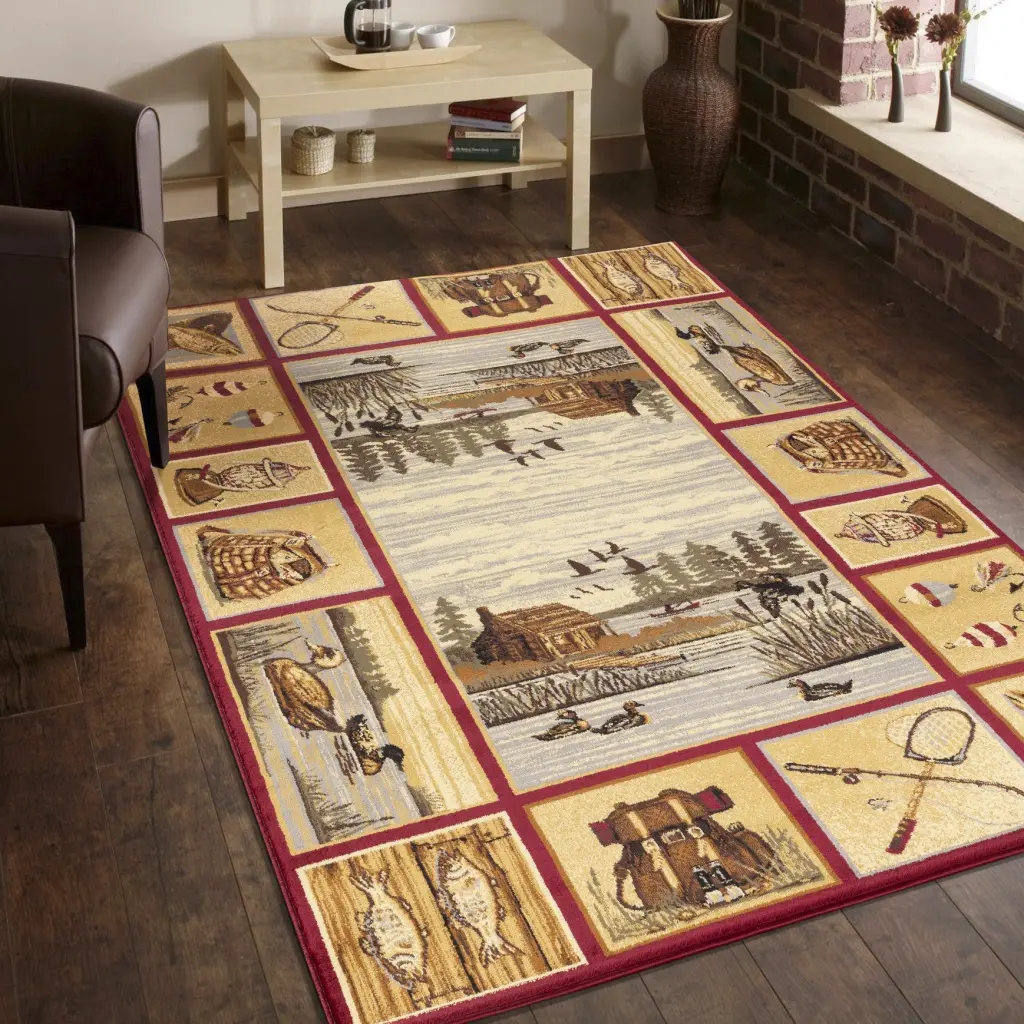 Nature's Nest GC CBL3003 Multi 7 Ft. 10 . X 10 Ft. 3 . Lodge Area Rug icona home decor