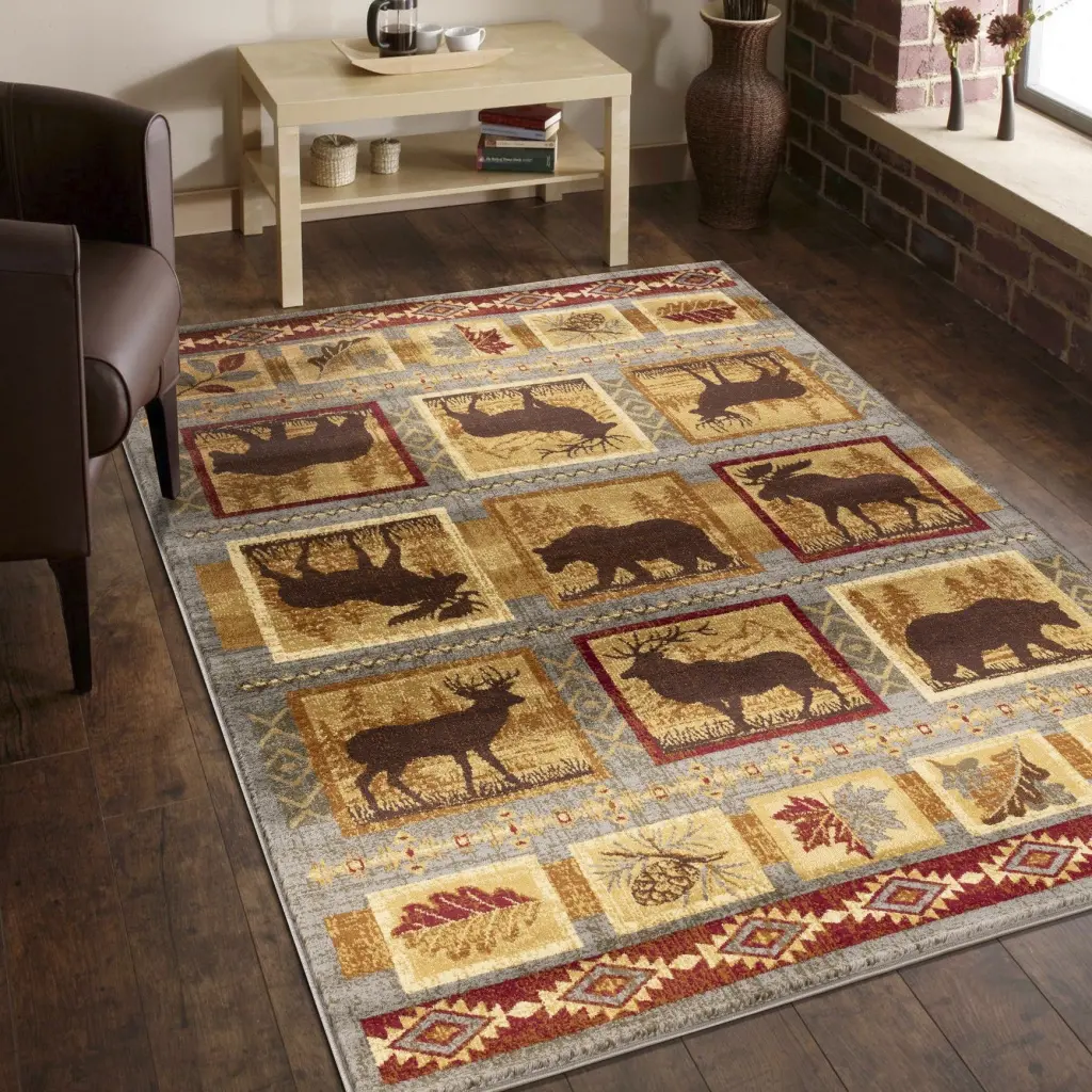 Nature's Nest GC CBL3004 Multi 7 Ft. 10 . X 10 Ft. 3 . Lodge Area Rug icona home decor