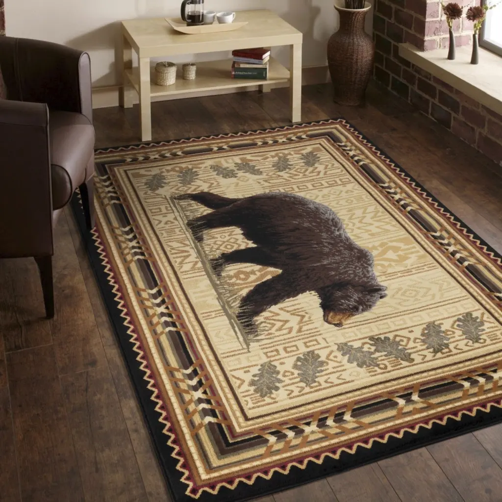 Nature's Nest GC CBL3010 Black 5 Ft. 3 . X 7 Ft. 3 . Lodge Area Rug icona home decor