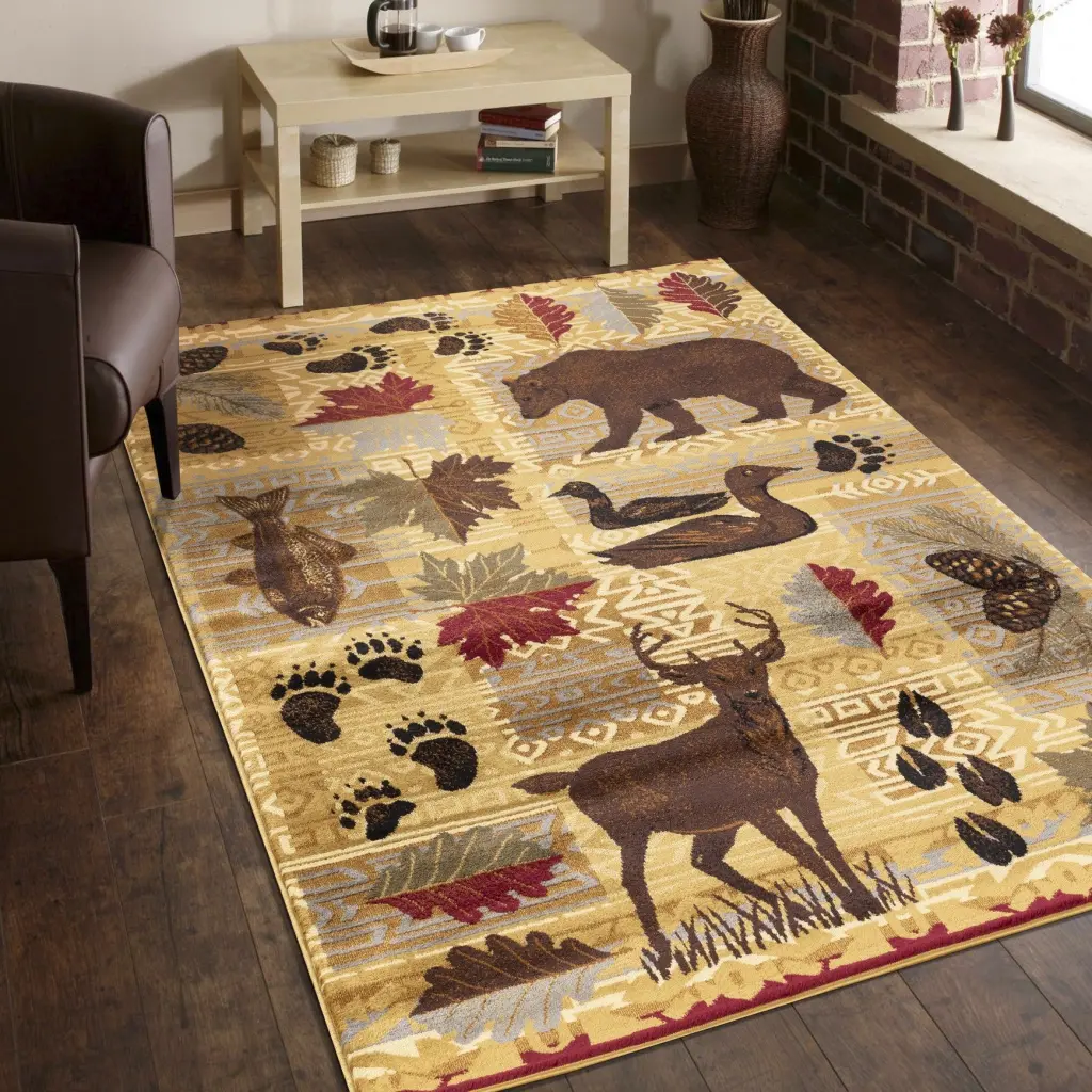 Nature's Nest Lodge Area Rug - 5x7 Multi Pattern Floor Carpet icona home decor