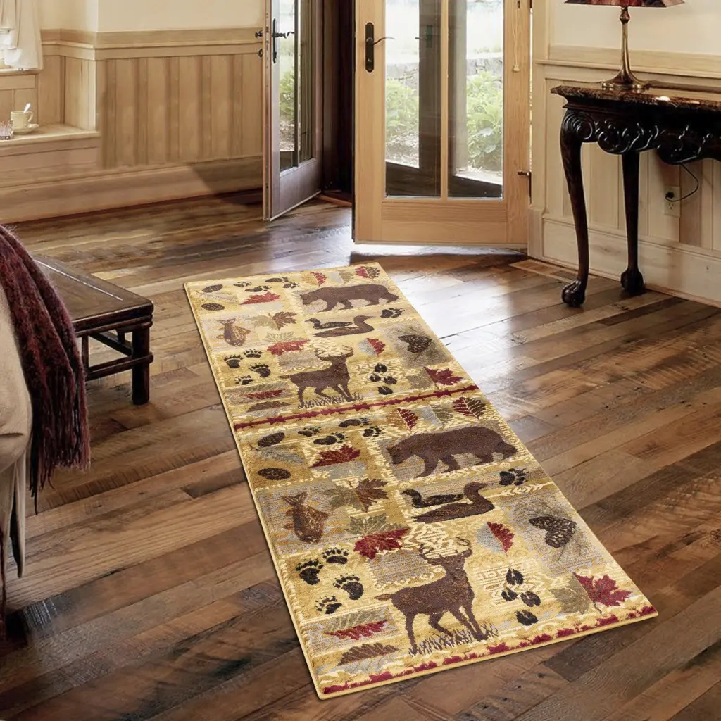 Nature's Nest Lodge Area Rug Multi 2 Ft 7 X 7 Ft 3 Floor Mat icona home decor