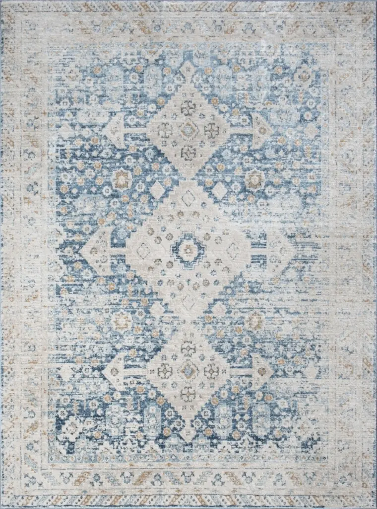 Noble Blue 7x10 Ft Polyester Area Rug Navy Living Room icona home decor