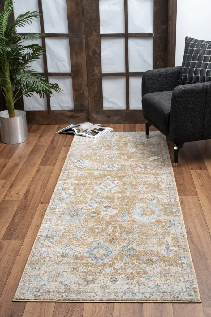 Noble Gc Gen7008 Gold 2 Ft 7 X 7 Ft 3 Area Rug Gold Polyester icona home decor