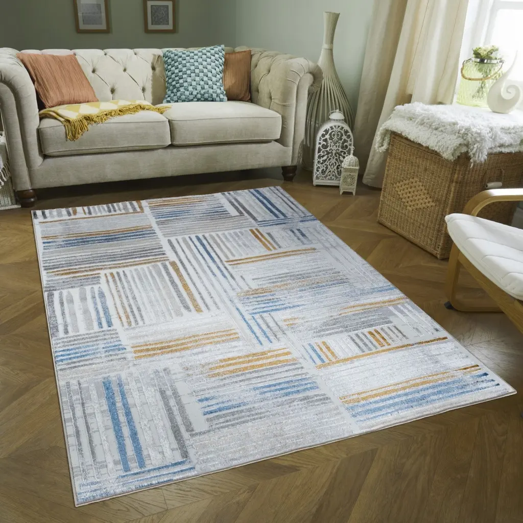 Nova GC SOH9004 White Polyester 7 Ft. 10 . X 9 Ft. 10 . Area Rug Living Room icona home decor