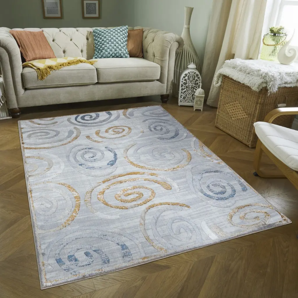 Nova GC SOH9006 Multi 5 Ft. 3 . X 7 Ft. Area Rug - White Polyester icona home decor