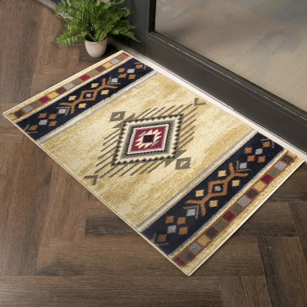 Southwest Area Rug Cream Polypropylene 2x3 Ft Tribal Design icona home decor