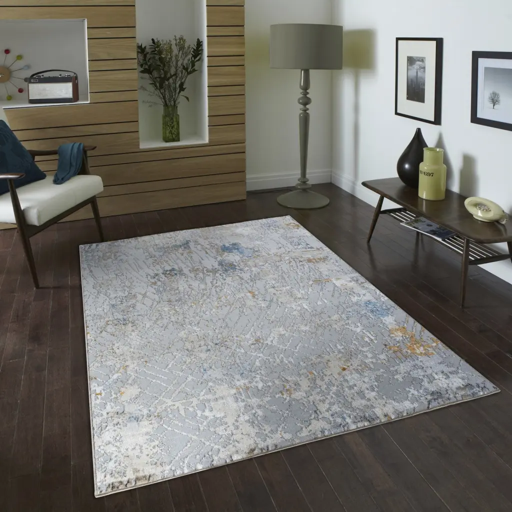 Textures GC Art2004 Multi 5 Ft. 3 . X 7 Ft. Area Rug White Polyester icona home decor