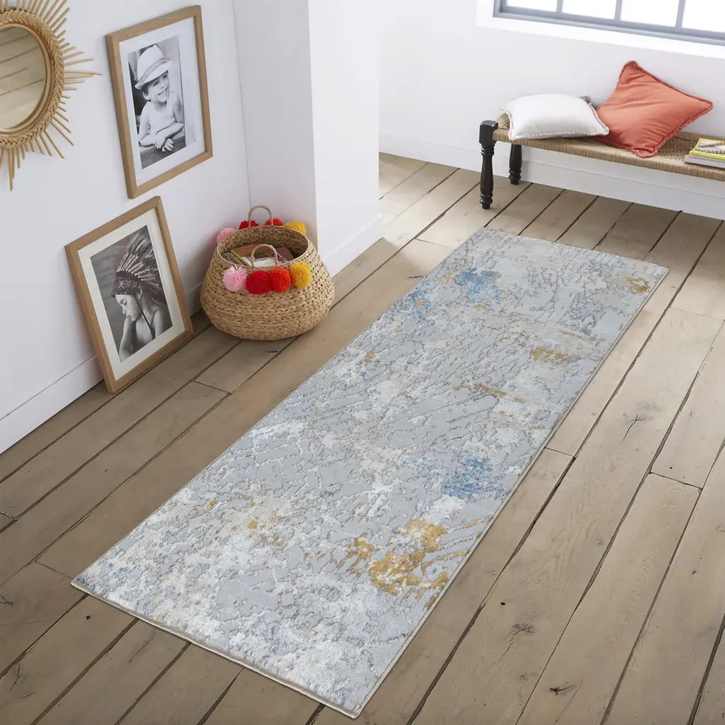 Textures GC Art2004 Multi 2 Ft. 7 . X 7 Ft. Area Rug White Polyester Living Room Rug icona home decor