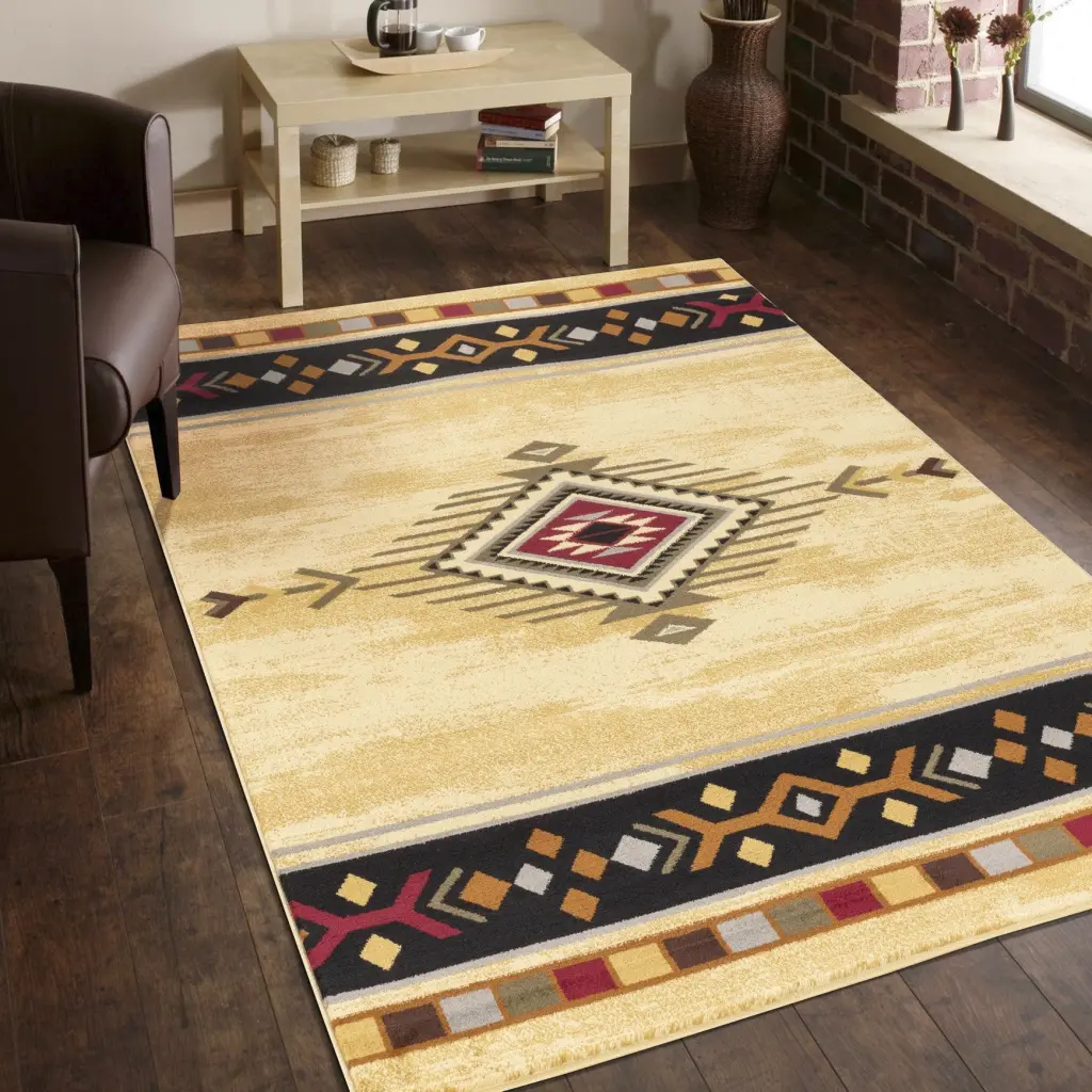 Tribes 5x7 Southwest Area Rug Cream Living Room icona home decor