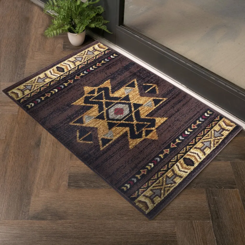 Tribes GC YLS4005 Brown 2x3 Foot Southwest Area Rug Polypropylene icona home decor