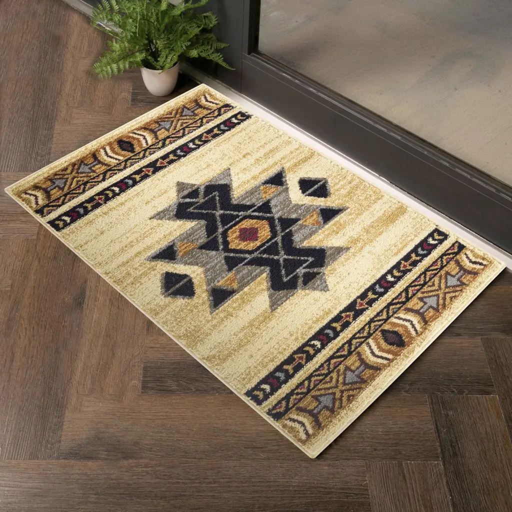 Tribes GC YLS4006 Cream 2x3 Ft Southwest Area Rug Polypropylene Soft Floor Mat icona home decor